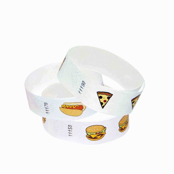Event Wristbands Tyvek Stock - PrePrinted Pre-Printed Food Wristbands
