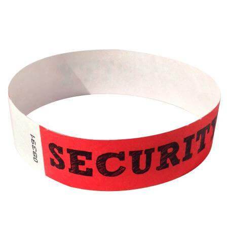 Event Wristbands Tyvek Stock - PrePrinted Security / Bright Red / 100 Security Access Wristbands