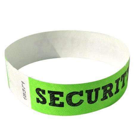 Event Wristbands Tyvek Stock - PrePrinted Security / Neon Green / 100 Security Access Wristbands