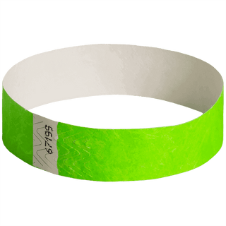 Event Wristbands Tyvek Stock - Solid 100 / Neon Green Color Paper Event Wristbands