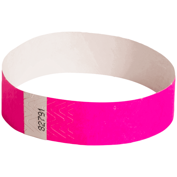 Event Wristbands Tyvek Stock - Solid 100 / Neon Pink Color Paper Event Wristbands