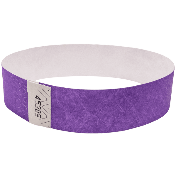 Event Wristbands Tyvek Stock - Solid 100 / Purple Color Paper Event Wristbands