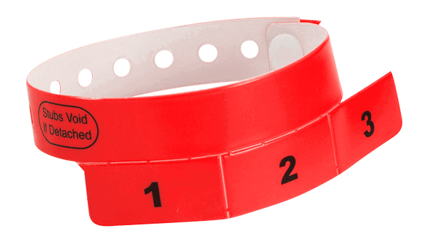 Event Wristbands Vinyl Tear-Off Tab 1 Tab / Neon Red / 500 Tear-Off Tab Wristbands