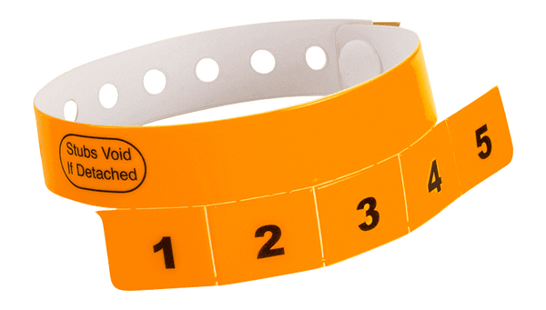 Event Wristbands Vinyl Tear-Off Tab 5 Tab / Neon Orange / 500 Tear-Off Tab Wristbands