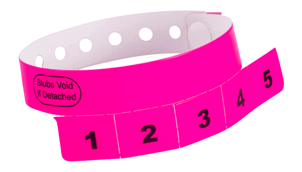 Event Wristbands Vinyl Tear-Off Tab 5 Tab / Neon Pink / 500 Tear-Off Tab Wristbands