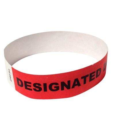 Event Wristbands Tyvek Stock - Designated Driver 100 / Designated Driver / Bright Red 3/4